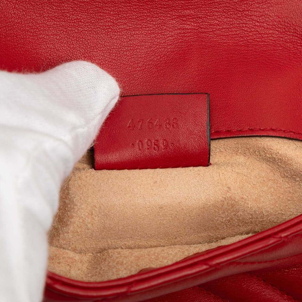 GUCCI Red Leather GG Marmont Shoulder Bag - Picture 6 of 6